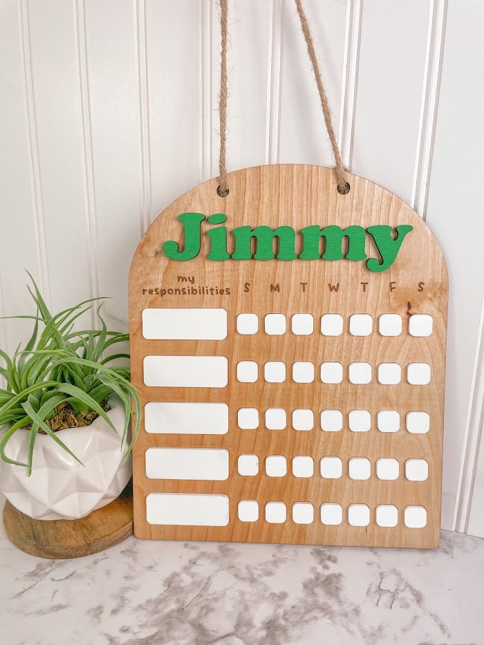 Chore Chart, Chore Board | Kids Wooden Dry Erase Chore Chart | Kids Reward Chart | Children's Custom Reward Chore Checklist