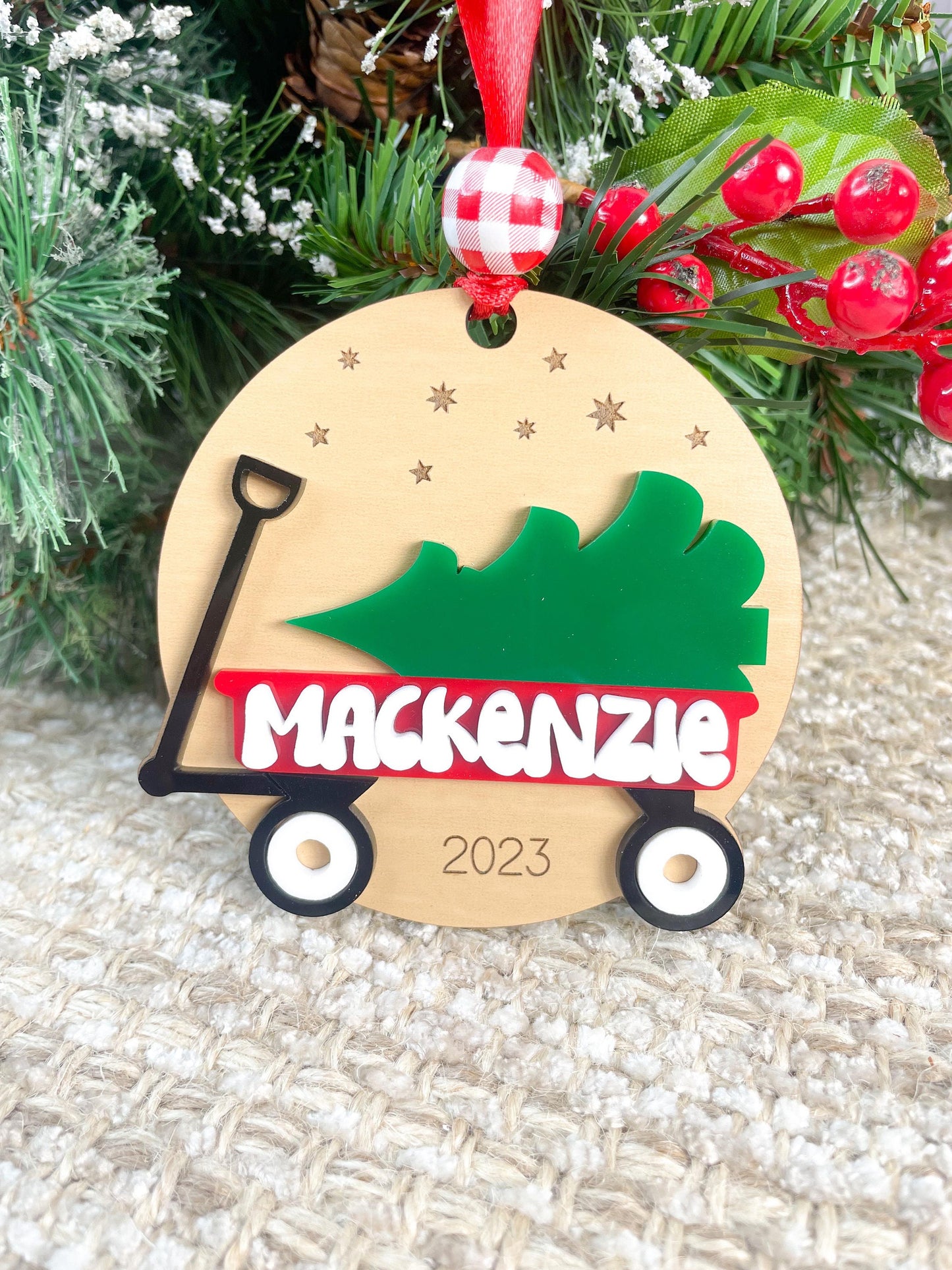 Kids Wagon Ornament First Christmas