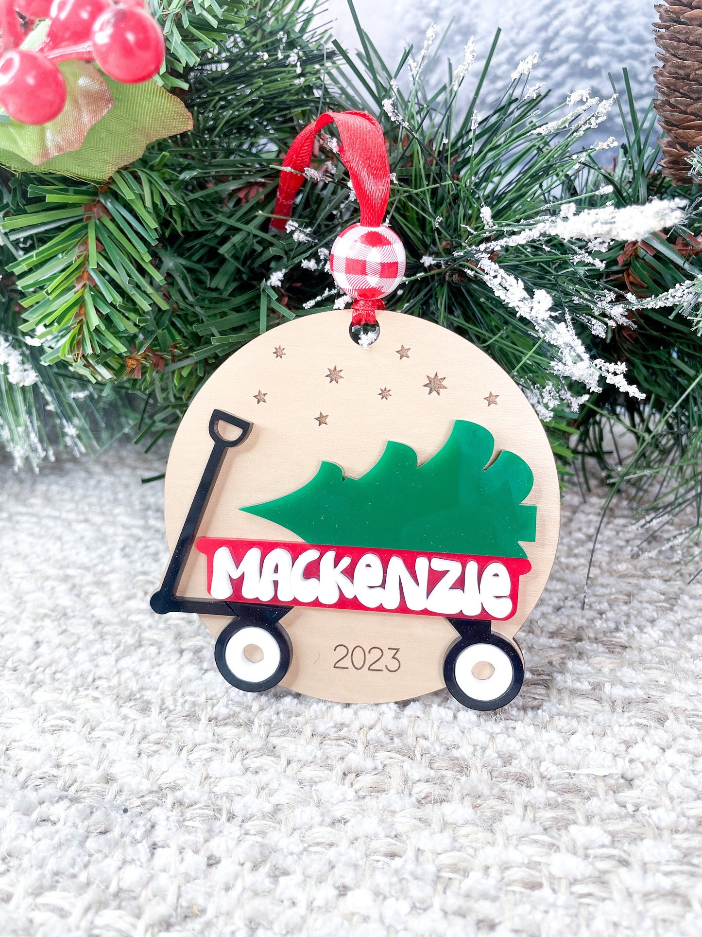 Kids Wagon Ornament First Christmas