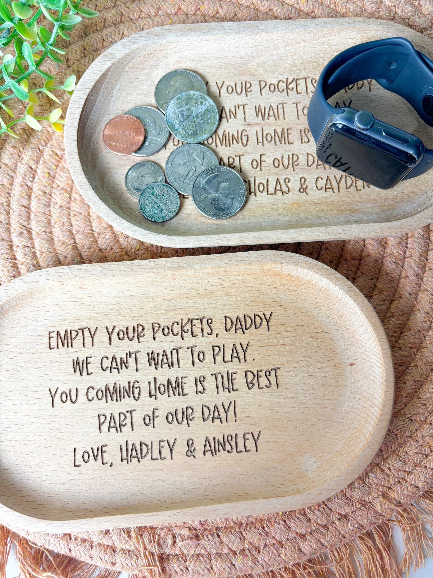 Empty your pockets daddy trinket tray, Fathers Day Gift From Kids, Fathers Day Coin Tray, Night Stand Tray, Valet Tray, Trinket Tray for Dad