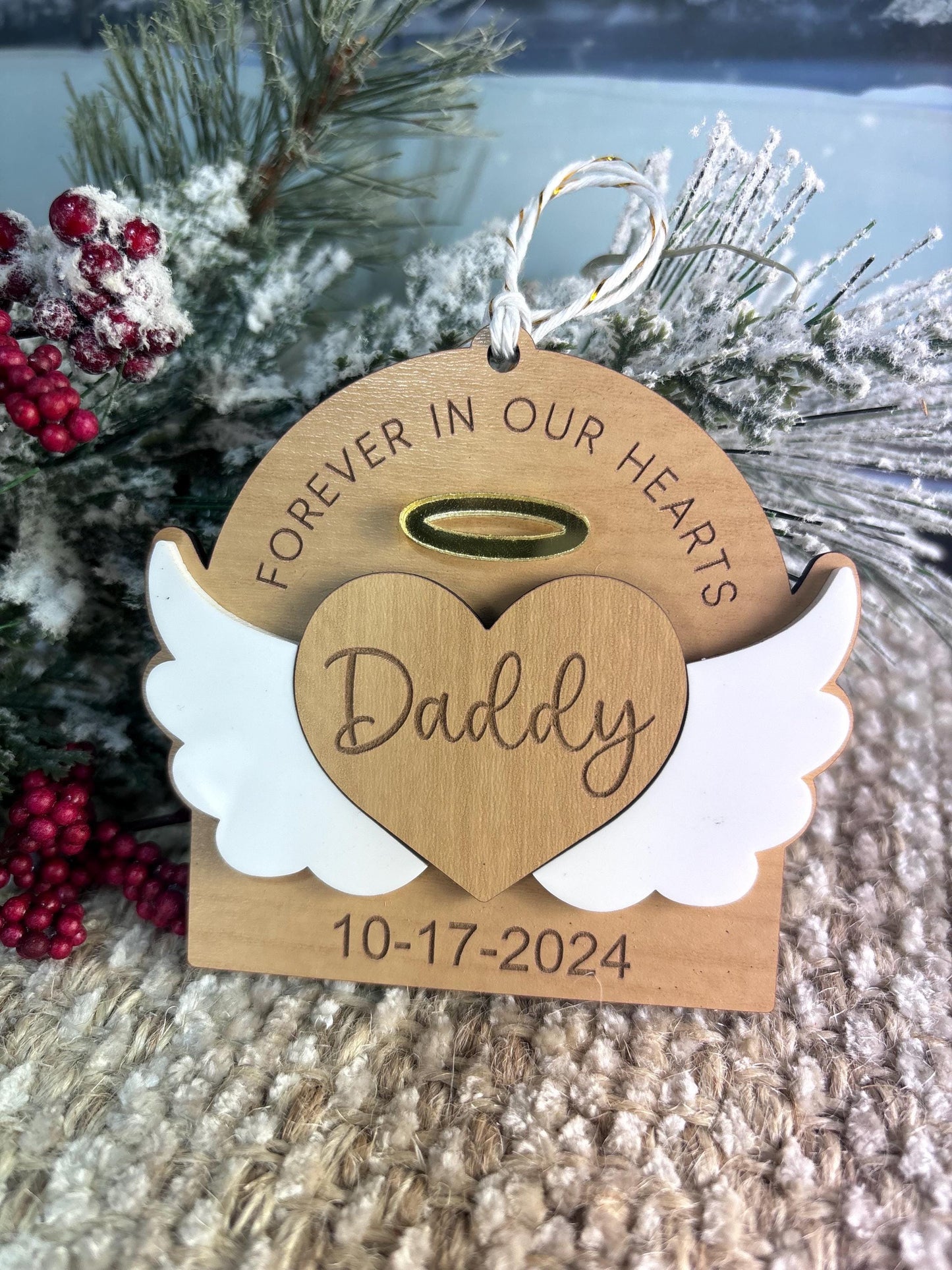 Forever In Our Hearts Ornament, Memorial Ornament, Bereavement Ornament, Loved one ornament, In Memory of Christmas Ornament