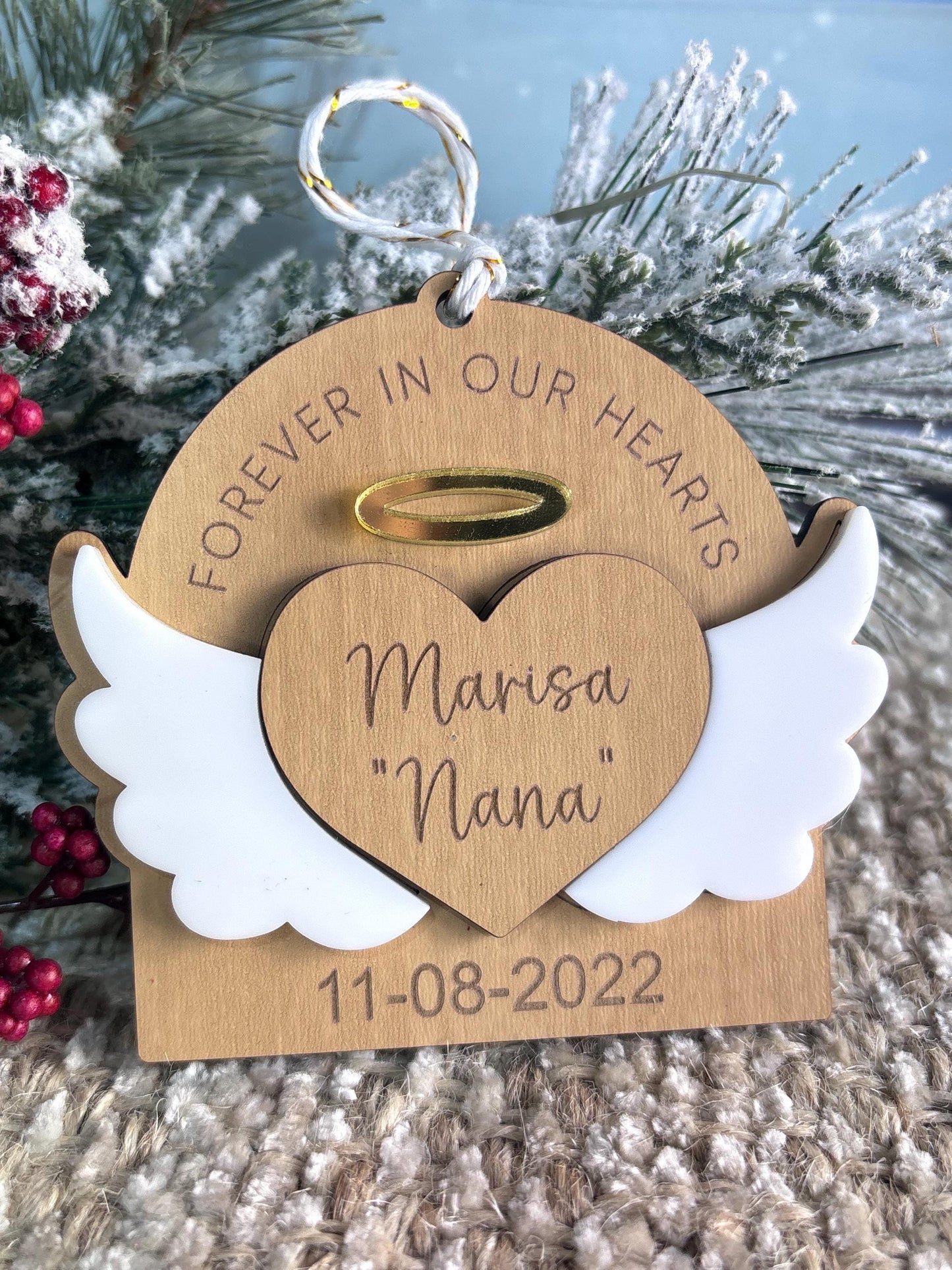 Forever In Our Hearts Ornament, Memorial Ornament, Bereavement Ornament, Loved one ornament, In Memory of Christmas Ornament