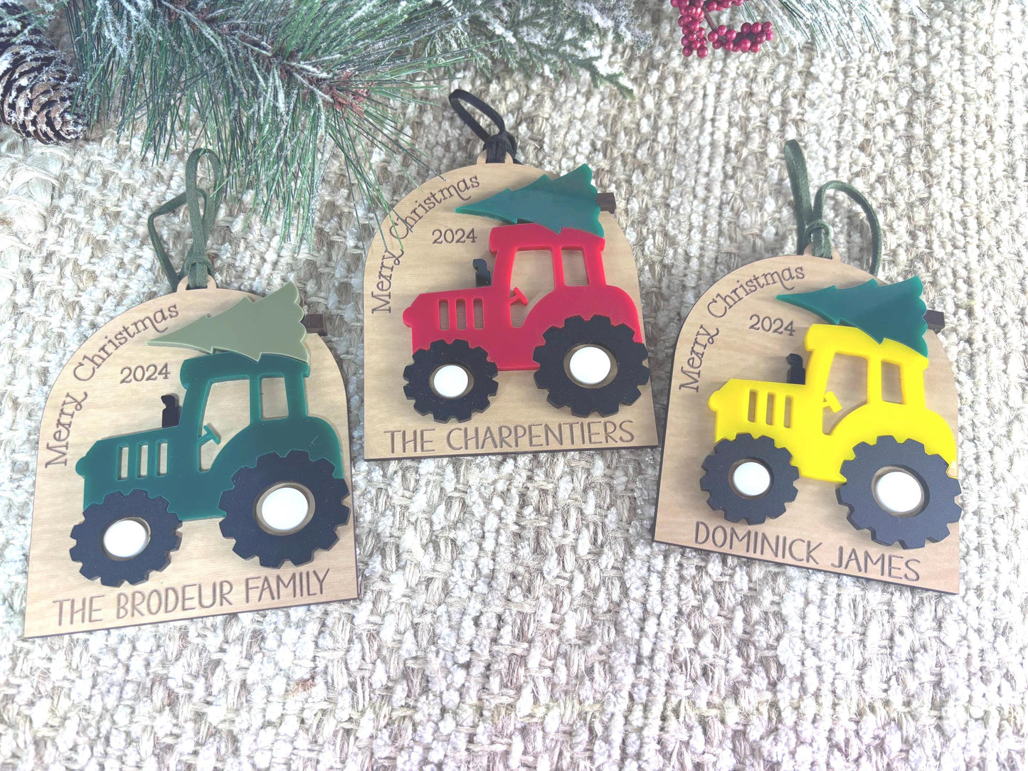Family Christmas Ornament, Tractor Ornament, Farm Ornament, Farmer Christmas Ornament, Tractor Gift, Farmer Gift, Family Ornament for Tree