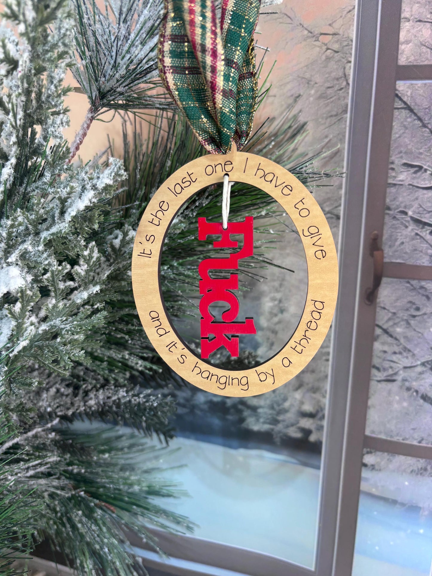 My Last Fuk Christmas Ornament, My Very Last Fuk and It’s Hanging by a Thread Ornament, Gag Gift for coworker, Yankee Swap Gift