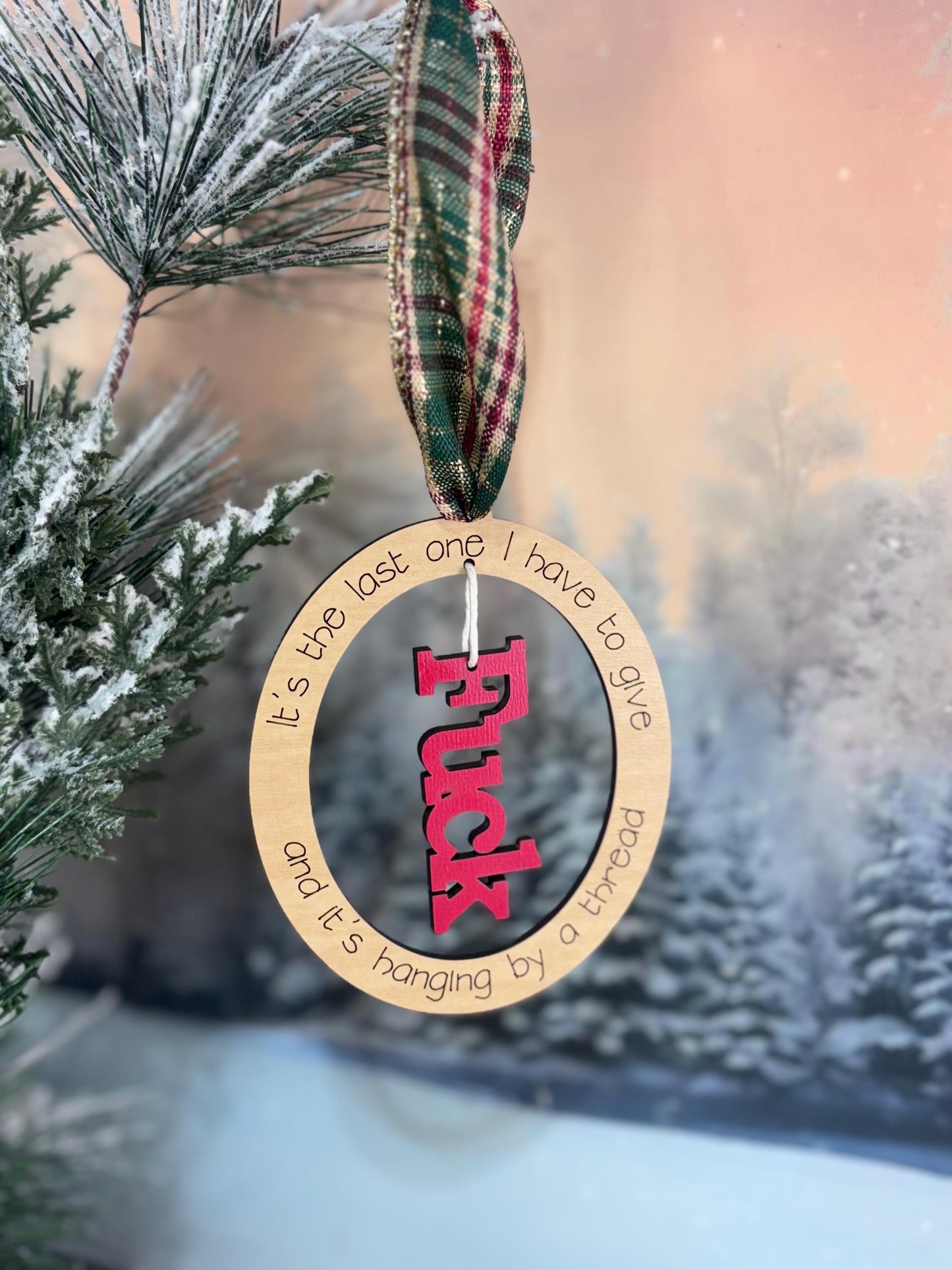 My Last Fuk Christmas Ornament, My Very Last Fuk and It’s Hanging by a Thread Ornament, Gag Gift for coworker, Yankee Swap Gift