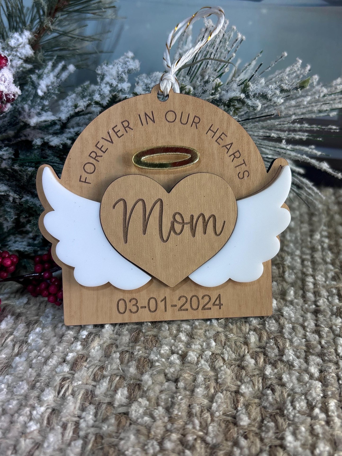 Forever In Our Hearts Ornament, Memorial Ornament, Bereavement Ornament, Loved one ornament, In Memory of Christmas Ornament