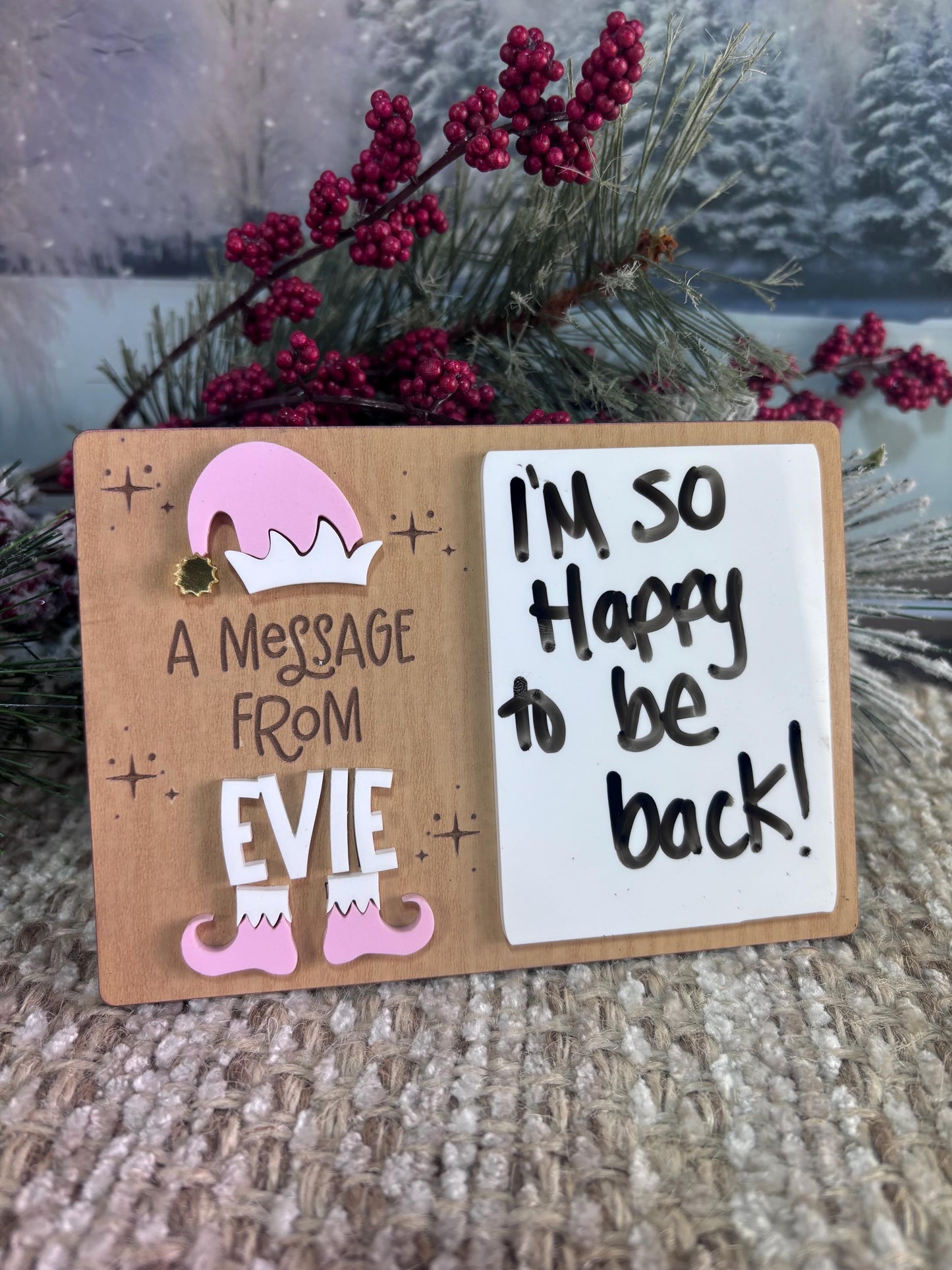 Elf Message Board, Dry Erase Message Board, Welcome Back Elf Gift, Christmas Spirt Board, Elf Kit for Kids, Elf Arrival Message Board