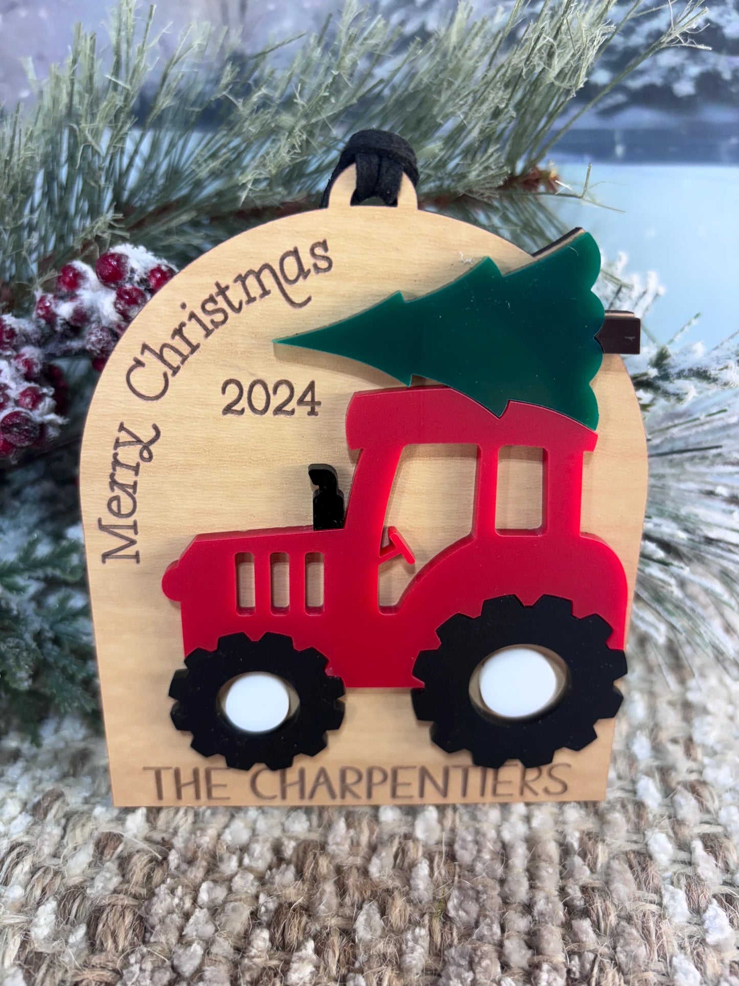 Family Christmas Ornament, Tractor Ornament, Farm Ornament, Farmer Christmas Ornament, Tractor Gift, Farmer Gift, Family Ornament for Tree
