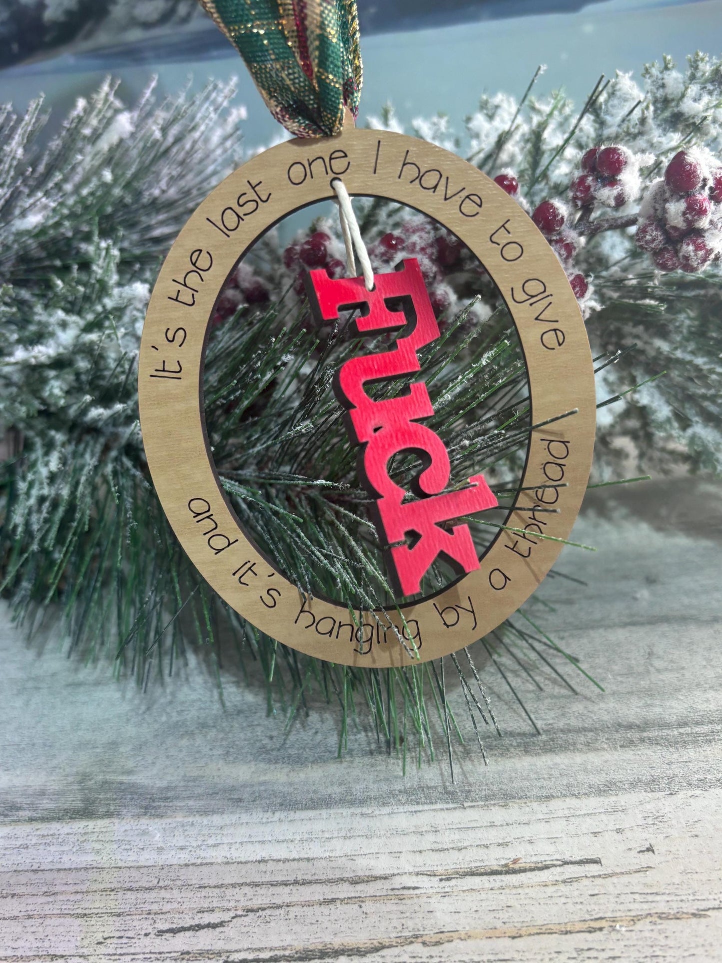 My Last Fuk Christmas Ornament, My Very Last Fuk and It’s Hanging by a Thread Ornament, Gag Gift for coworker, Yankee Swap Gift