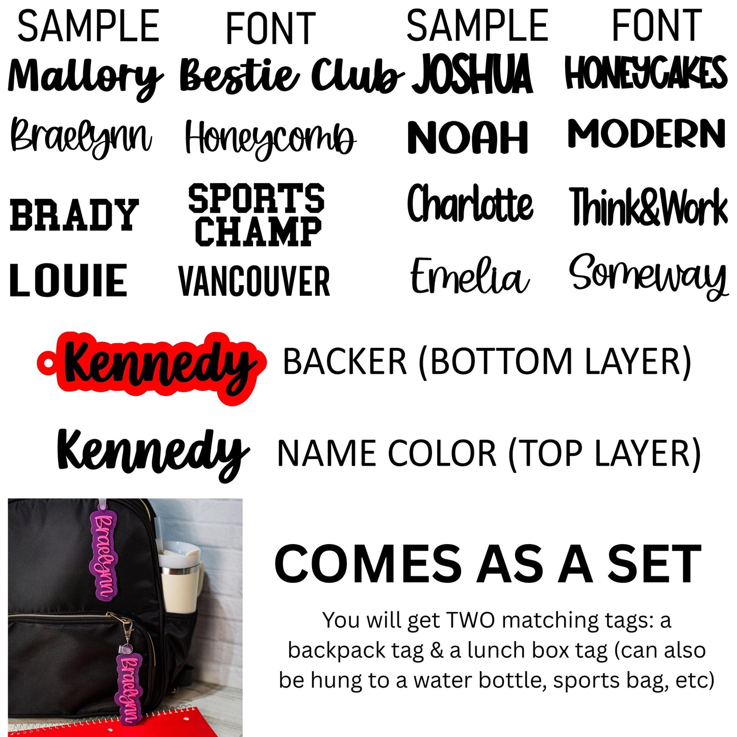 Personalized Backpack Keychain, Name Tag for Backpack, Name Lunchbox tag, Back-to-School Gift, Tag for Kids, Back to School Labels for items