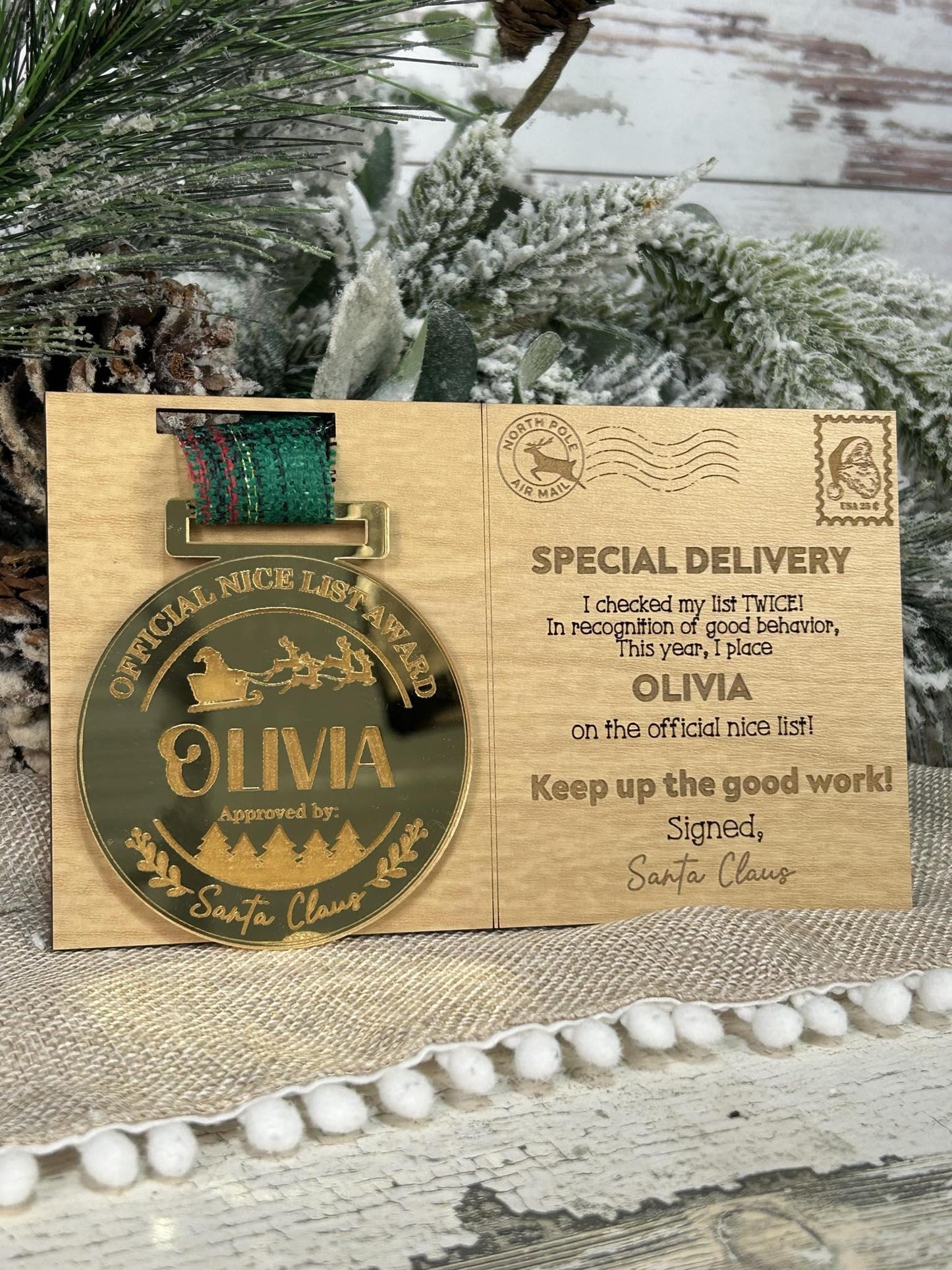 Santa's Nice List Award, Gold Acrylic Nice List Keepsake, Official Nice List for Child, Nice List Award Keepsake