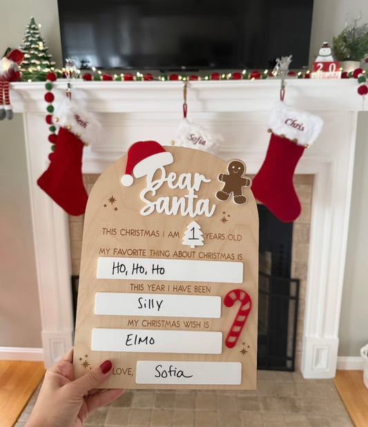 Dear Santa Dry Erase Christmas Board Sign