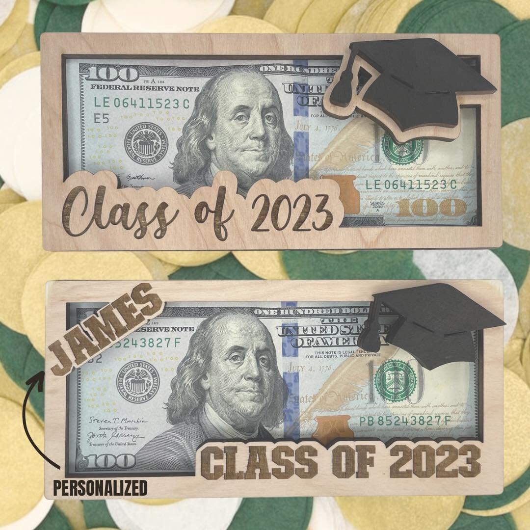 Graduation Money Gift Holder | High School Grad Money Gift Card Holder | Wooden Money Gift Box