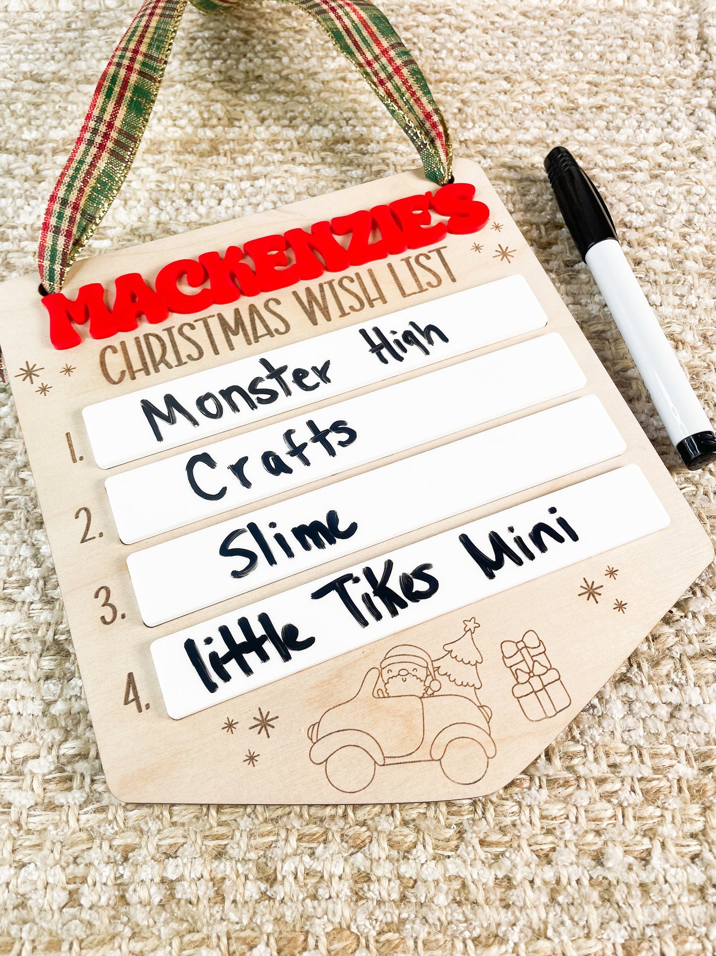 Christmas Wish List Door Hanger, Wish List Sign, Christmas List