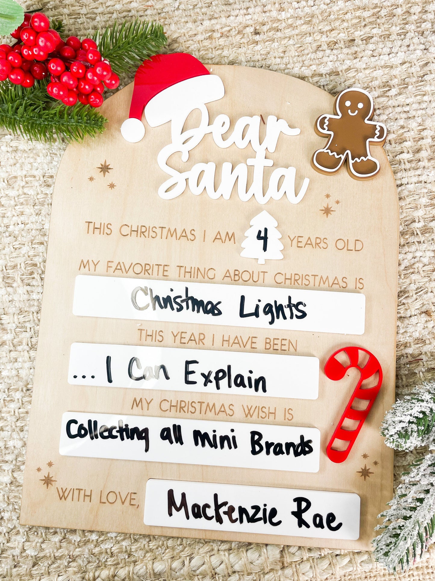 Dear Santa Dry Erase Christmas Board Sign