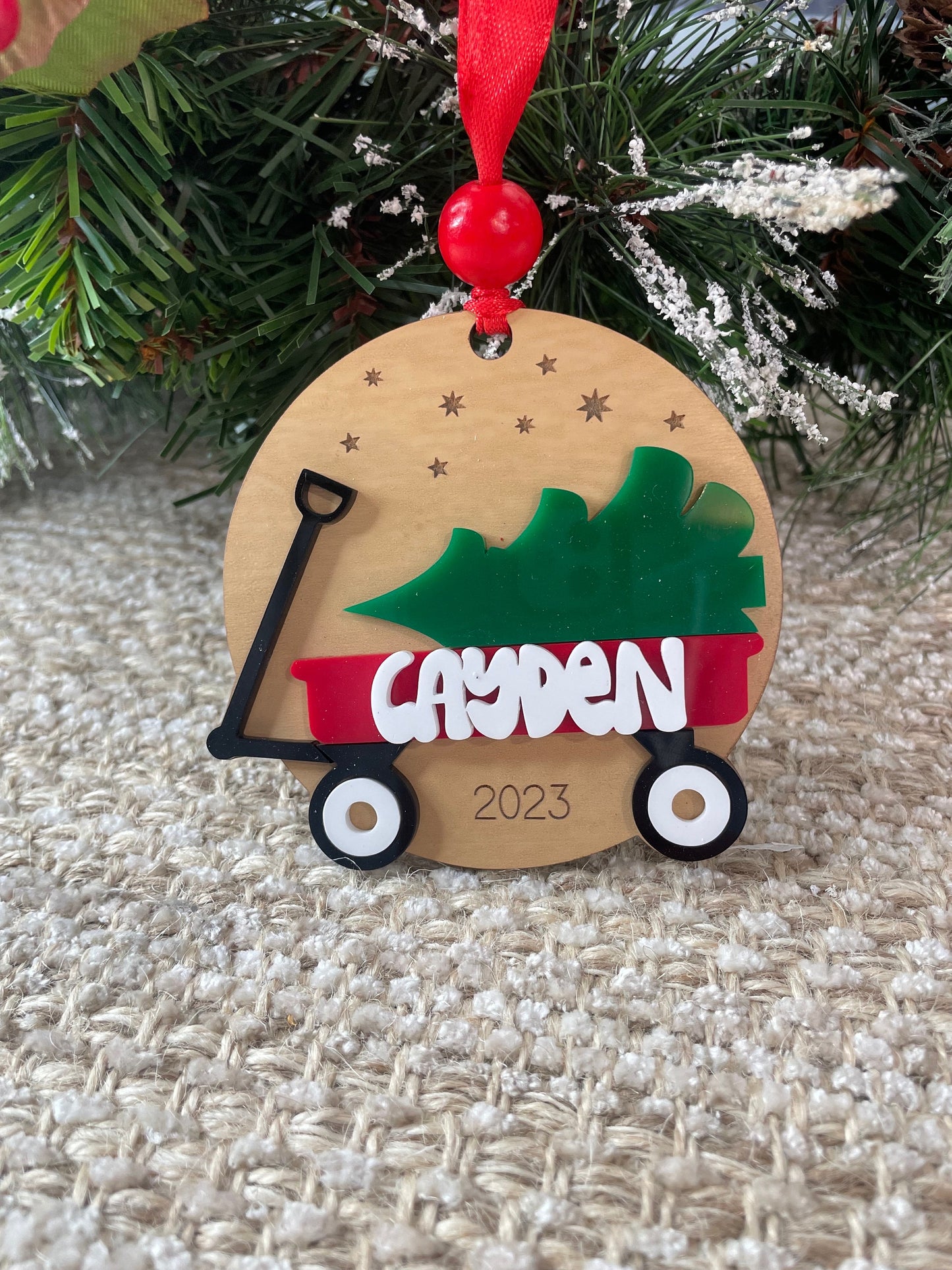 Kids Wagon Ornament First Christmas