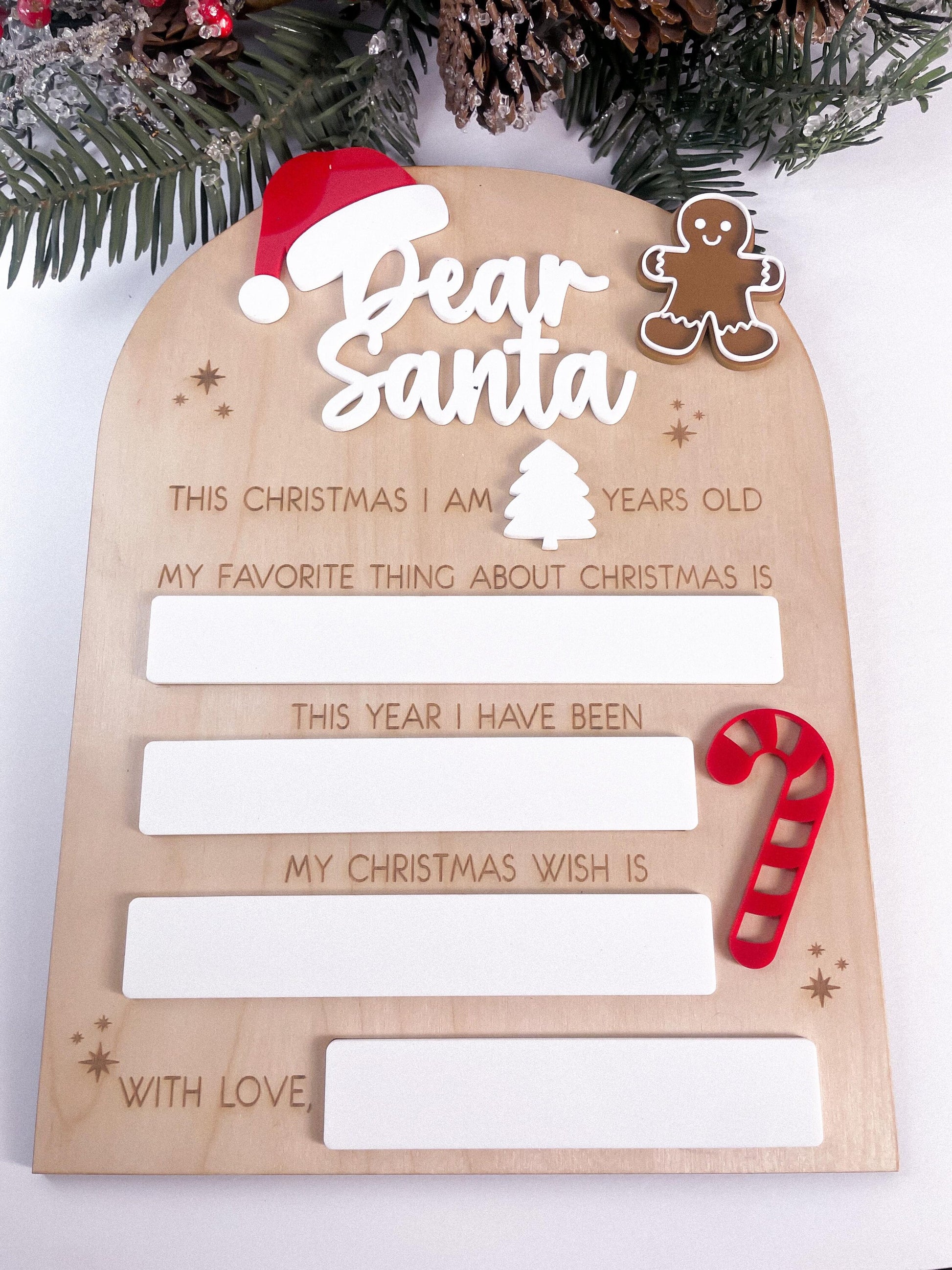 Dear Santa Dry Erase Christmas Board Sign