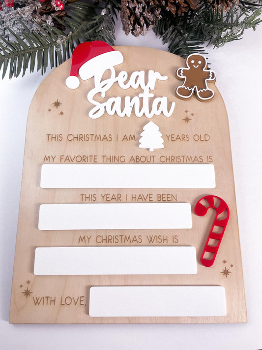 Dear Santa Dry Erase Christmas Board Sign