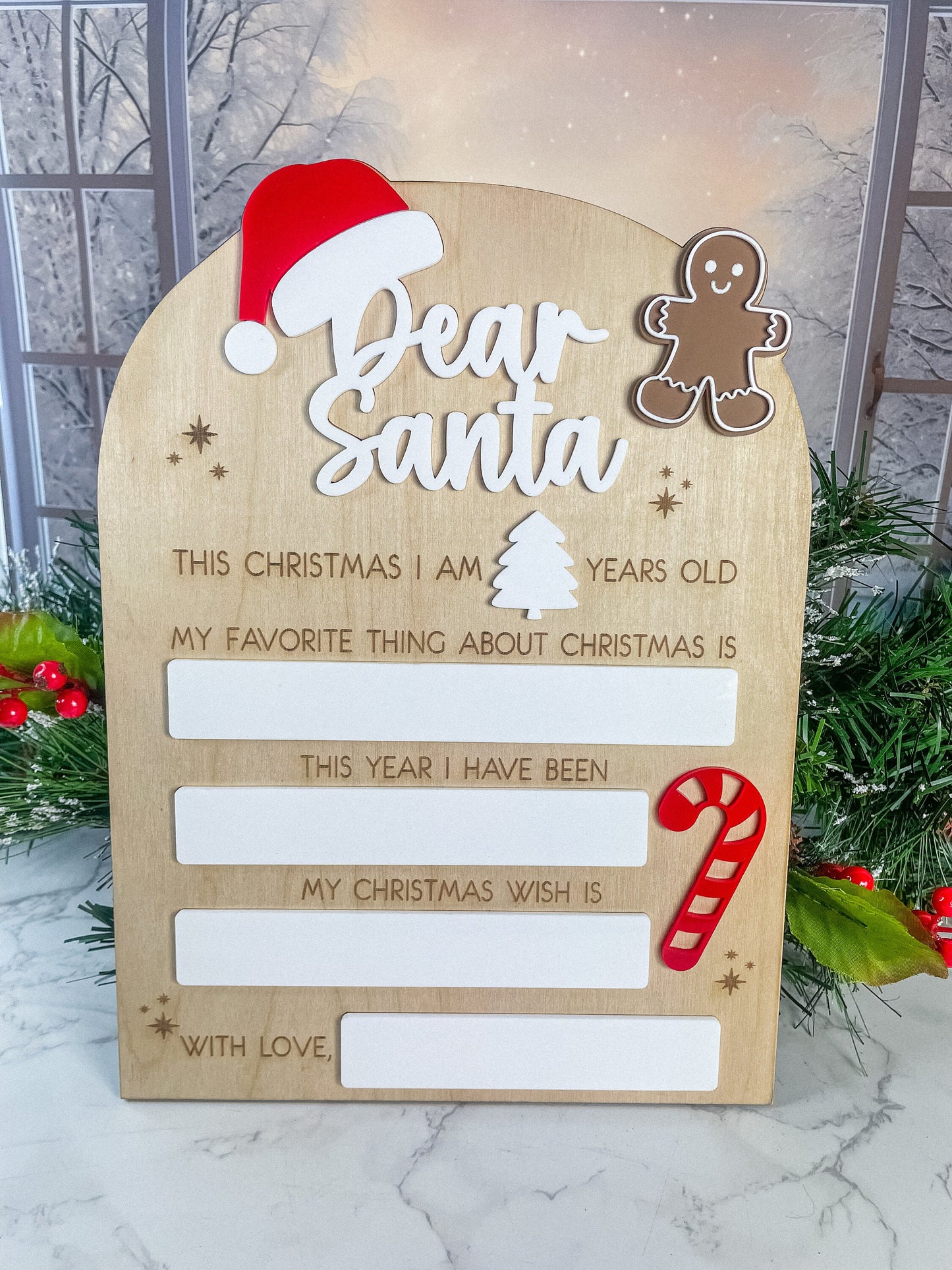 Dear Santa Dry Erase Christmas Board Sign