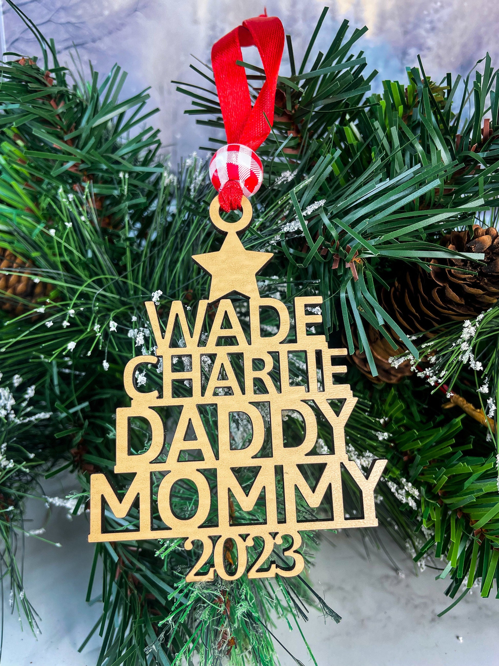Family Name Tree Ornament, 2024 Family Ornament, Name Ornament, Ornament for the whole family, Entire Family Name Ornament