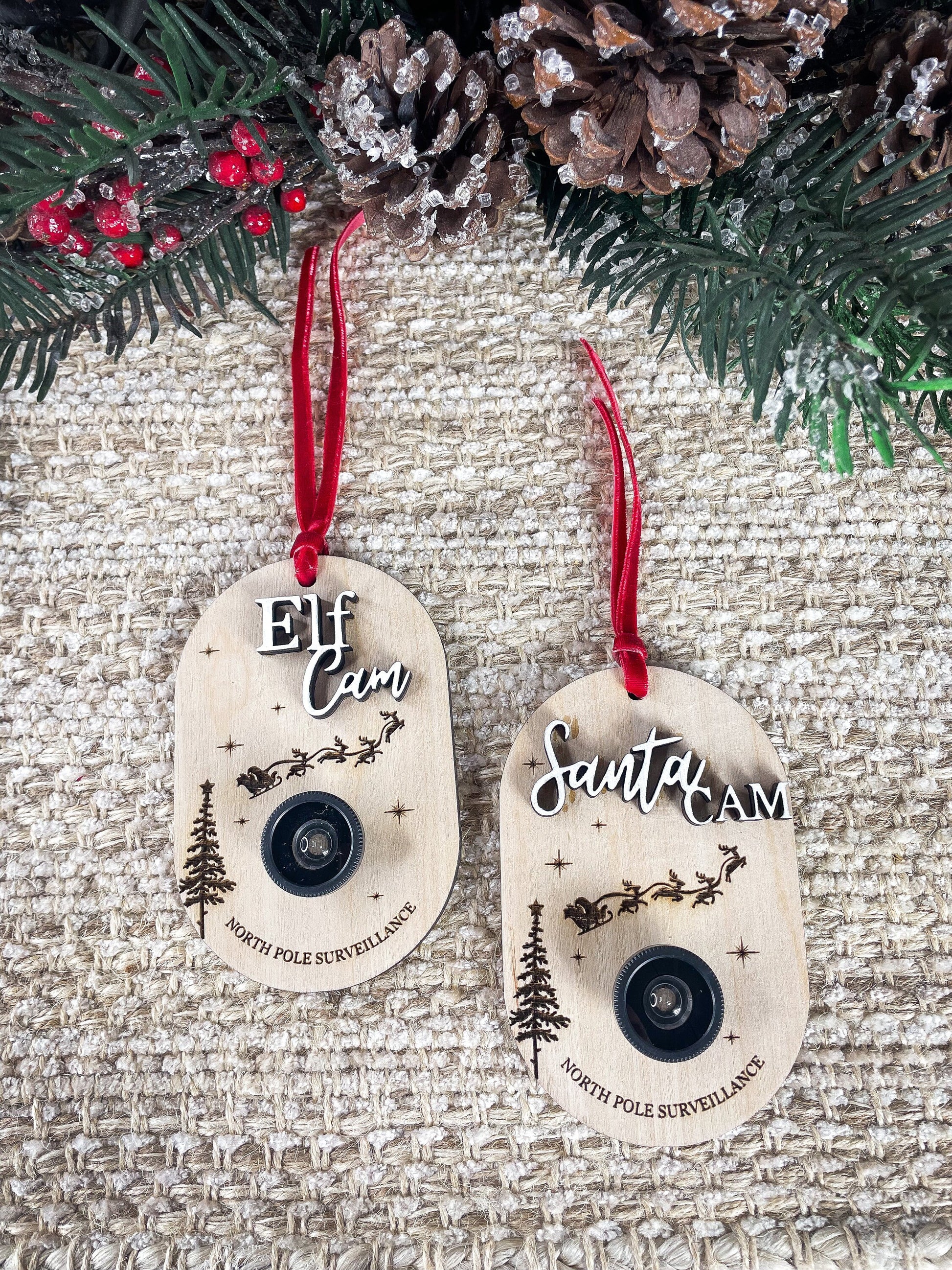 Santa Elf Surveillance Camera Ornament Tree Hanger