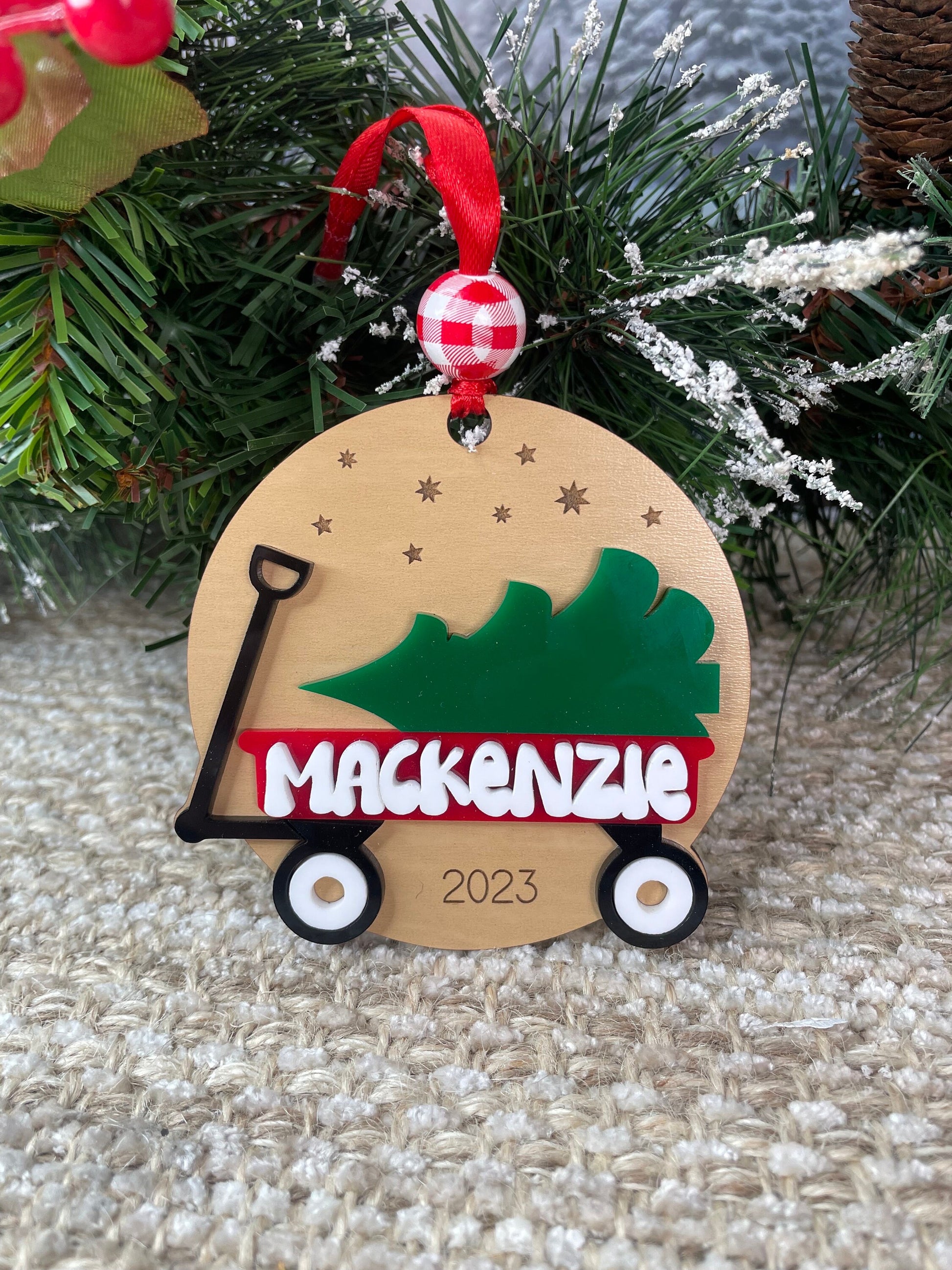 Kids Wagon Ornament First Christmas