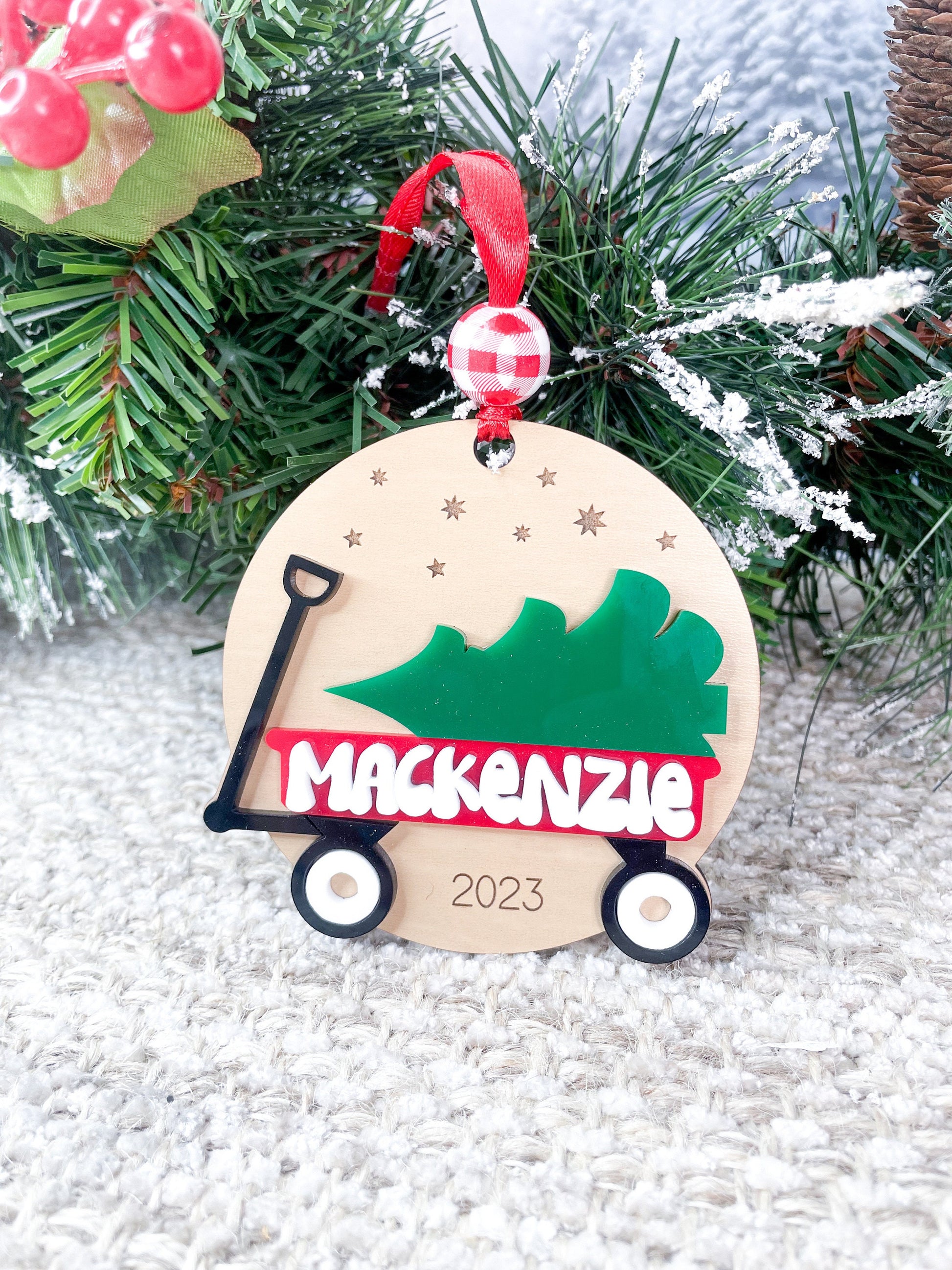 Kids Wagon Ornament First Christmas
