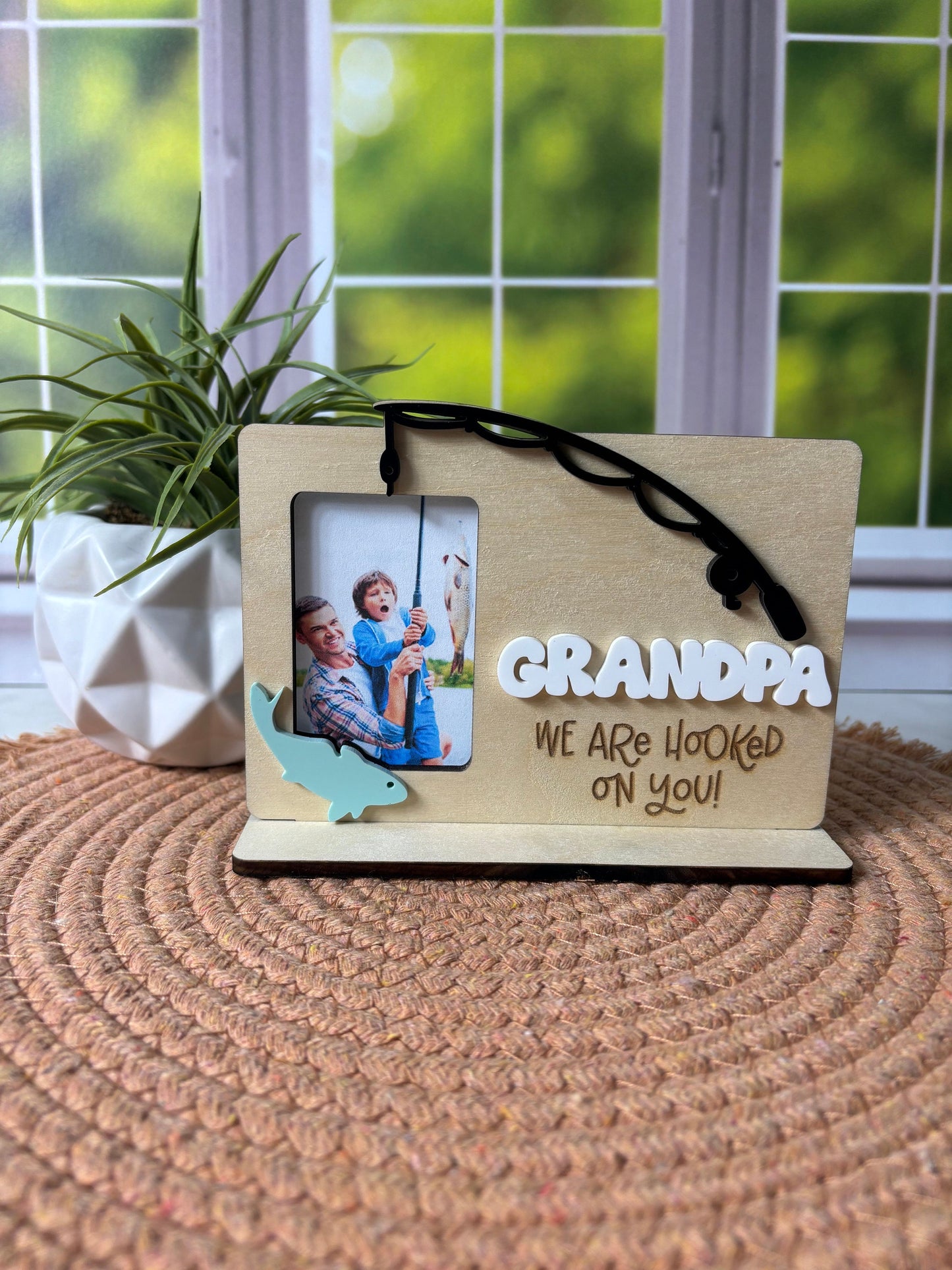 Fishing Picture Frame, Hooked On You Frame, Father's Day Picture Frame, Theme Fishing Photo Frame, Father's Day Gift From Kids
