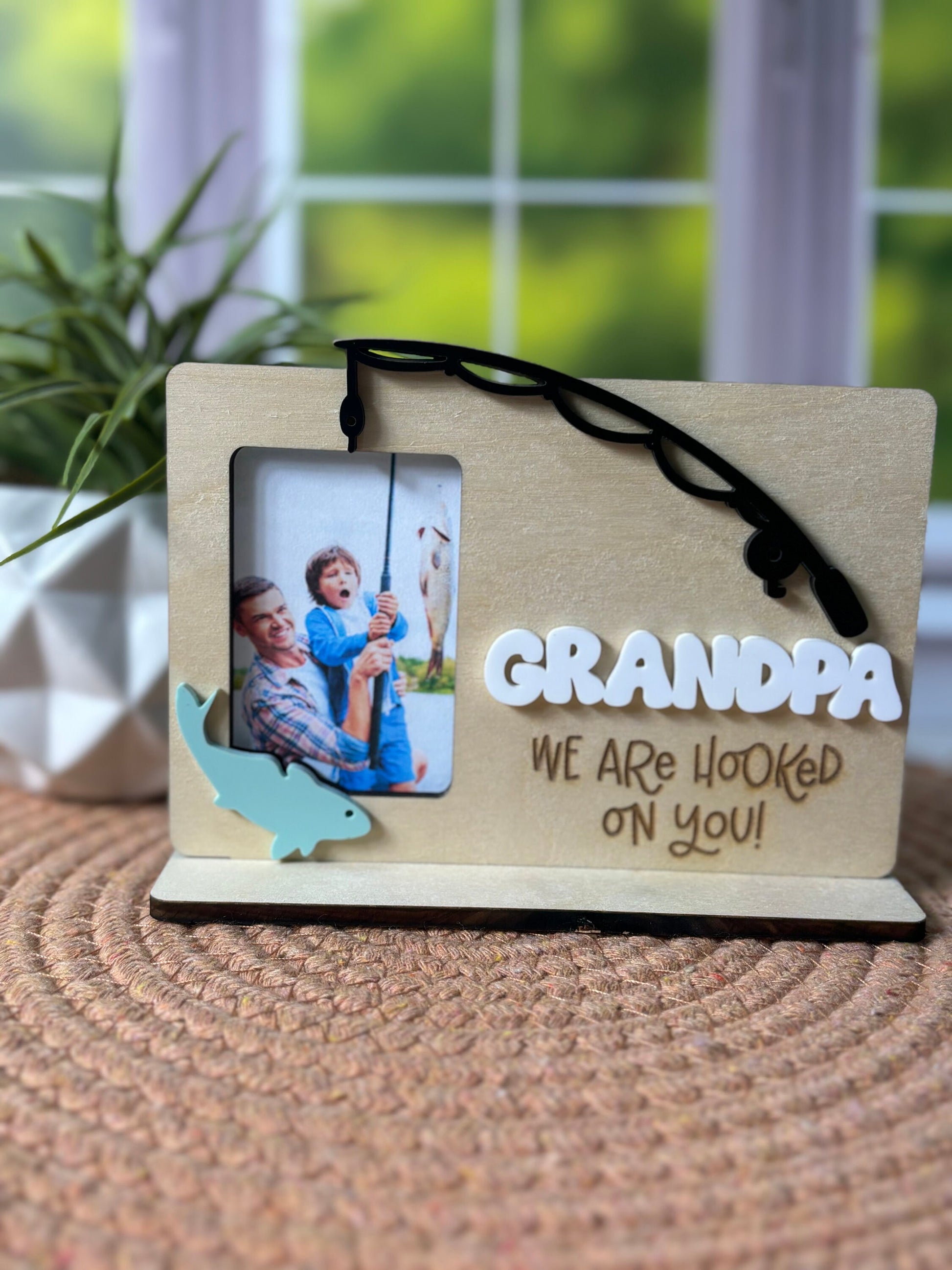 Fishing Picture Frame, Hooked On You Frame, Father's Day Picture Frame, Theme Fishing Photo Frame, Father's Day Gift From Kids