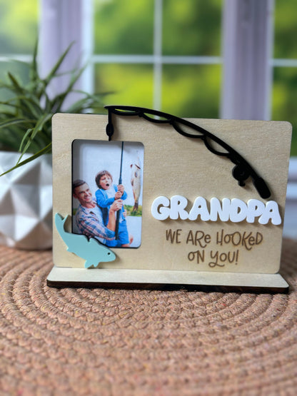 Fishing Picture Frame, Hooked On You Frame, Father's Day Picture Frame, Theme Fishing Photo Frame, Father's Day Gift From Kids