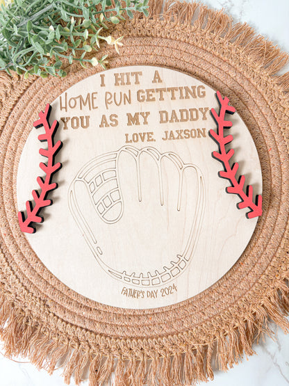 Baseball Handprint Sign for Fathers Day, Baseball Mitt catchers glove, Fathers Day Gift from kids, Baseball Sign, DIY Handprint