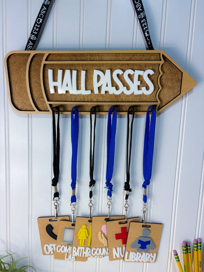 Teacher Hall Pass Hanger, Hall Pass Classroom Hanger, Hall Passes for classroom, Classroom Hall Passes, Hall Pass for Kids, Hall Pass Set