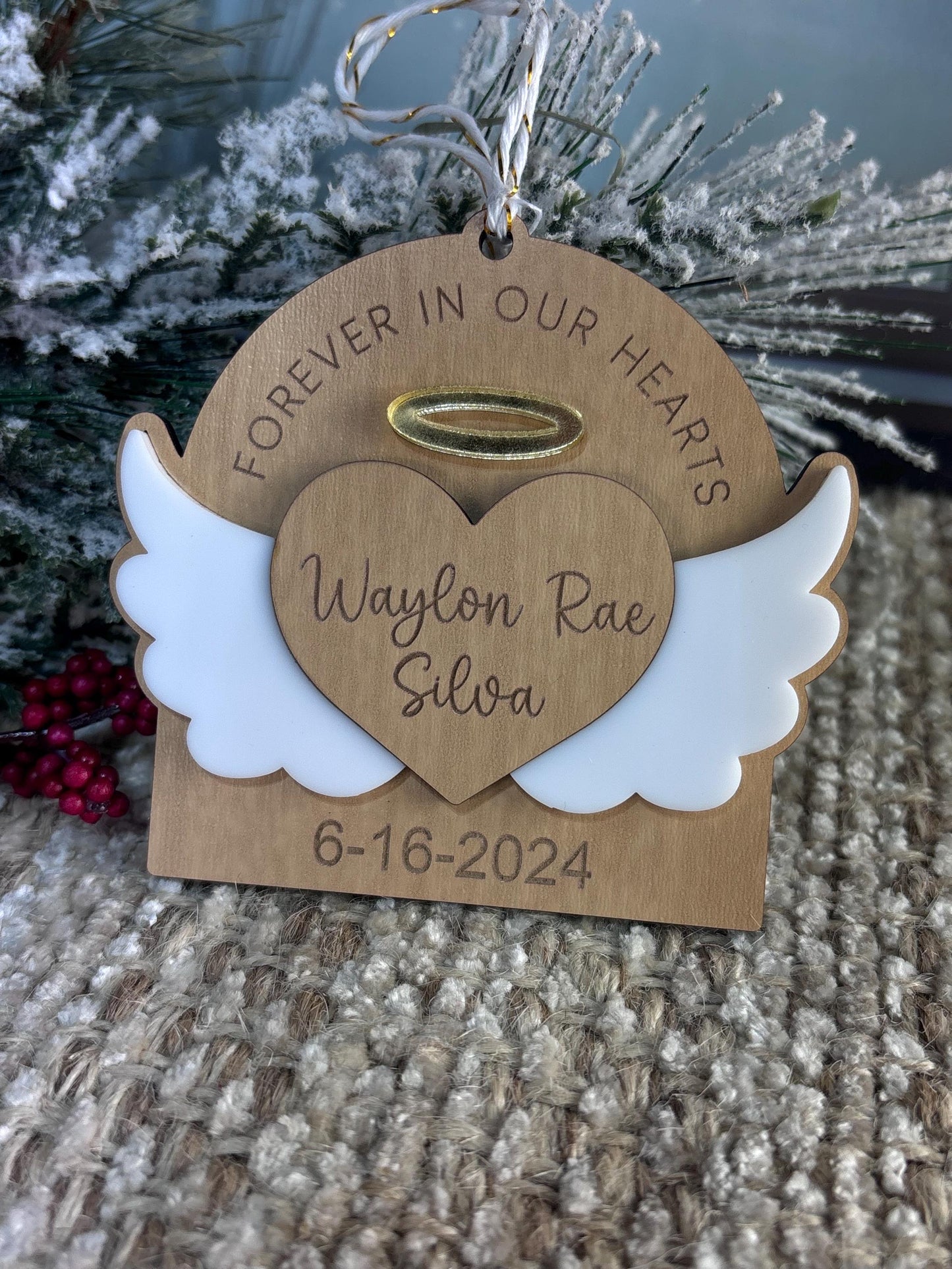 Forever In Our Hearts Ornament, Memorial Ornament, Bereavement Ornament, Loved one ornament, In Memory of Christmas Ornament