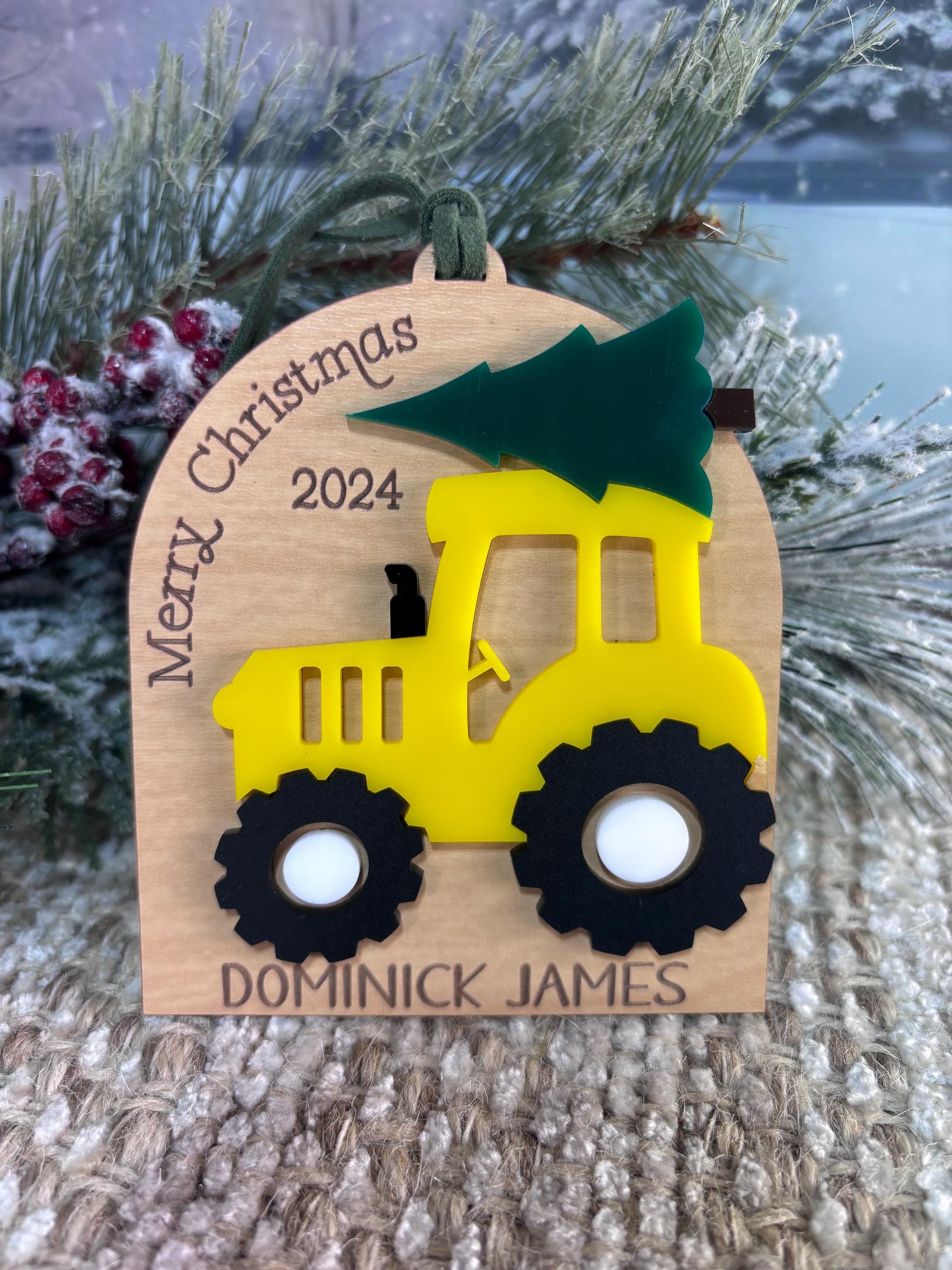 Family Christmas Ornament, Tractor Ornament, Farm Ornament, Farmer Christmas Ornament, Tractor Gift, Farmer Gift, Family Ornament for Tree