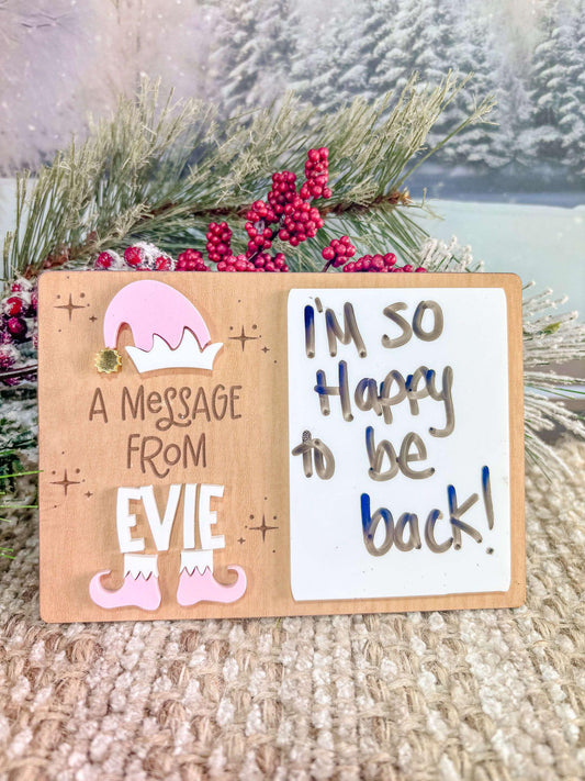 Elf Message Board, Dry Erase Message Board, Welcome Back Elf Gift, Christmas Spirt Board, Elf Kit for Kids, Elf Arrival Message Board