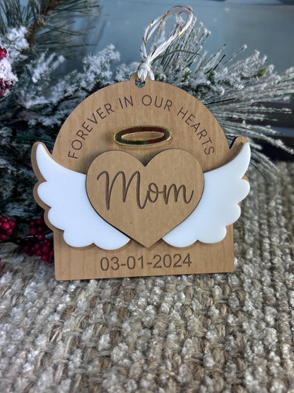Forever In Our Hearts Ornament, Memorial Ornament, Bereavement Ornament, Loved one ornament, In Memory of Christmas Ornament