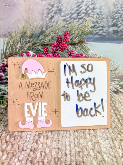 Elf Message Board, Dry Erase Message Board, Welcome Back Elf Gift, Christmas Spirt Board, Elf Kit for Kids, Elf Arrival Message Board