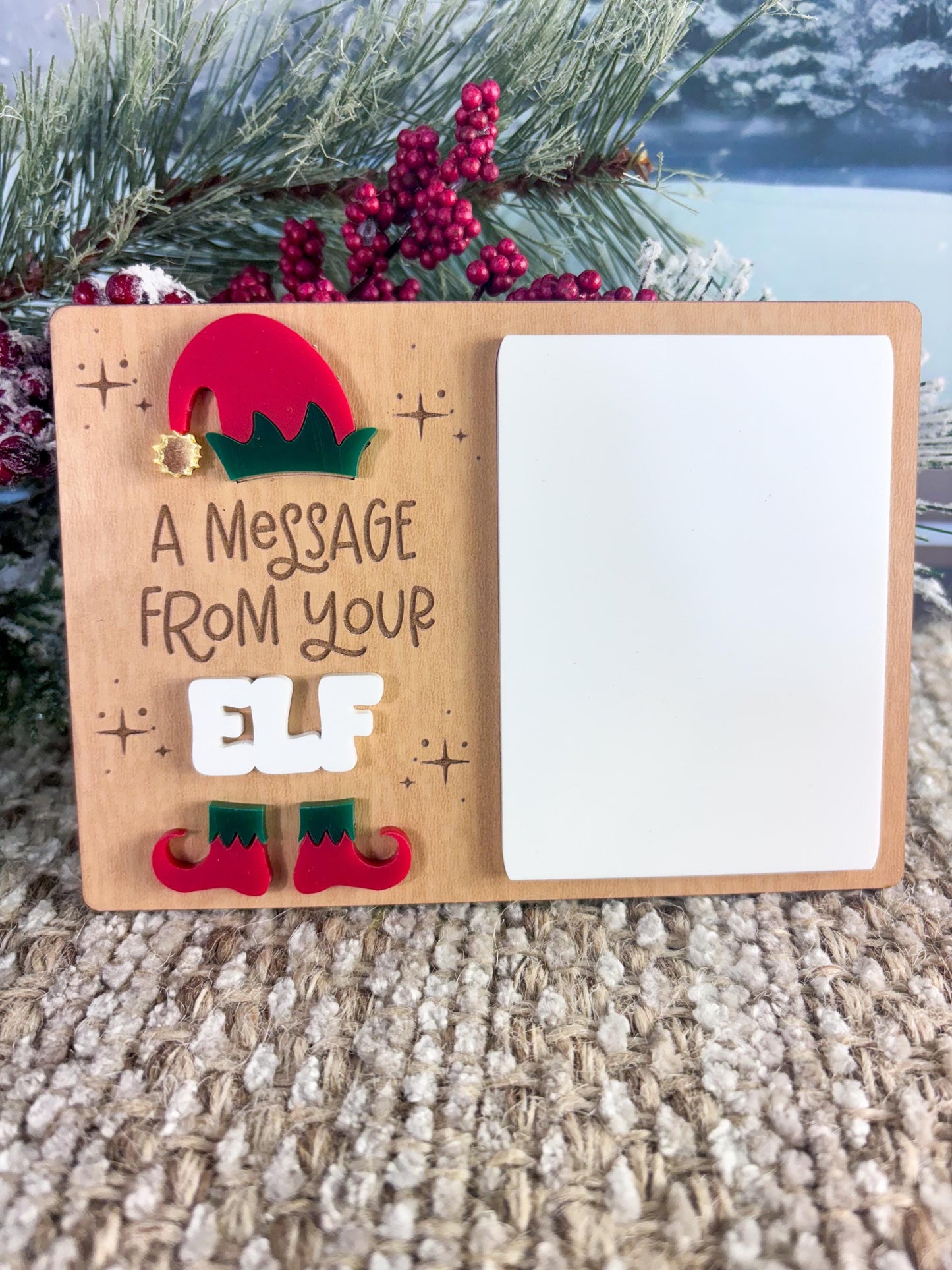 Elf Message Board, Dry Erase Message Board, Welcome Back Elf Gift, Christmas Spirt Board, Elf Kit for Kids, Elf Arrival Message Board