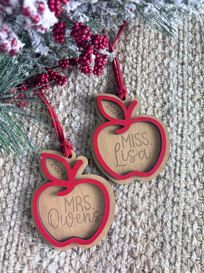 Teacher Ornament, Christmas Gift for Teacher, Classroom Holiday Gift, Teachers Personalized Ornament, Teacher AID ornament, Apple Ornament