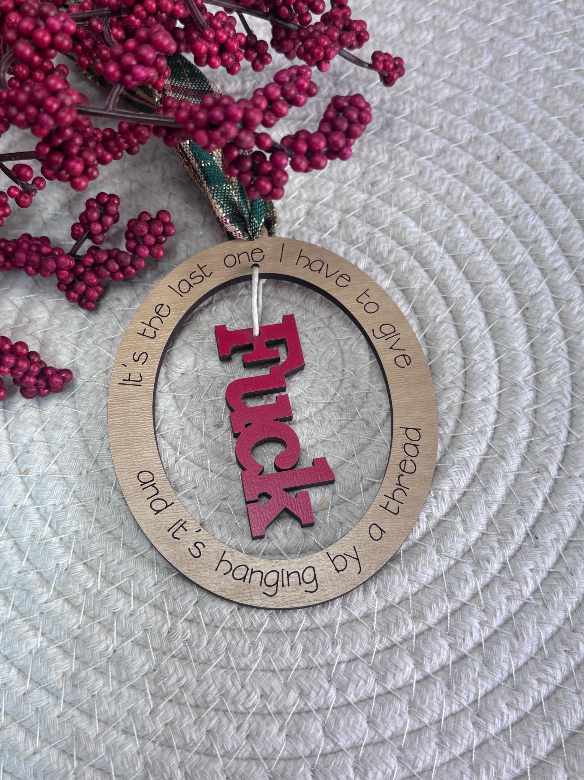 My Last Fuk Christmas Ornament, My Very Last Fuk and It’s Hanging by a Thread Ornament, Gag Gift for coworker, Yankee Swap Gift