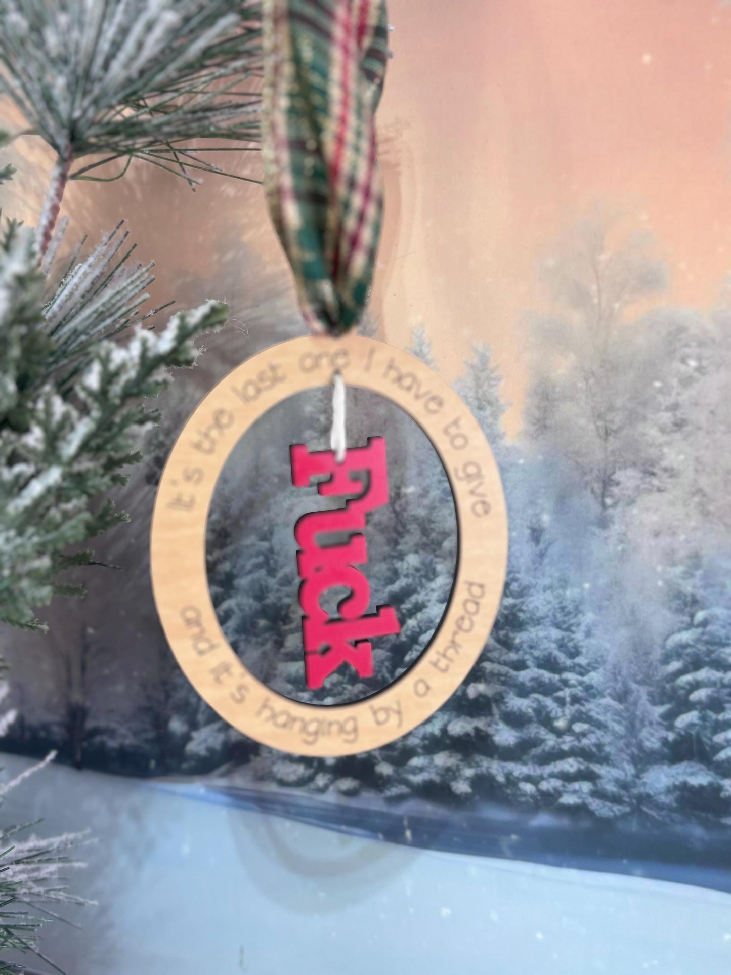 My Last Fuk Christmas Ornament, My Very Last Fuk and It’s Hanging by a Thread Ornament, Gag Gift for coworker, Yankee Swap Gift