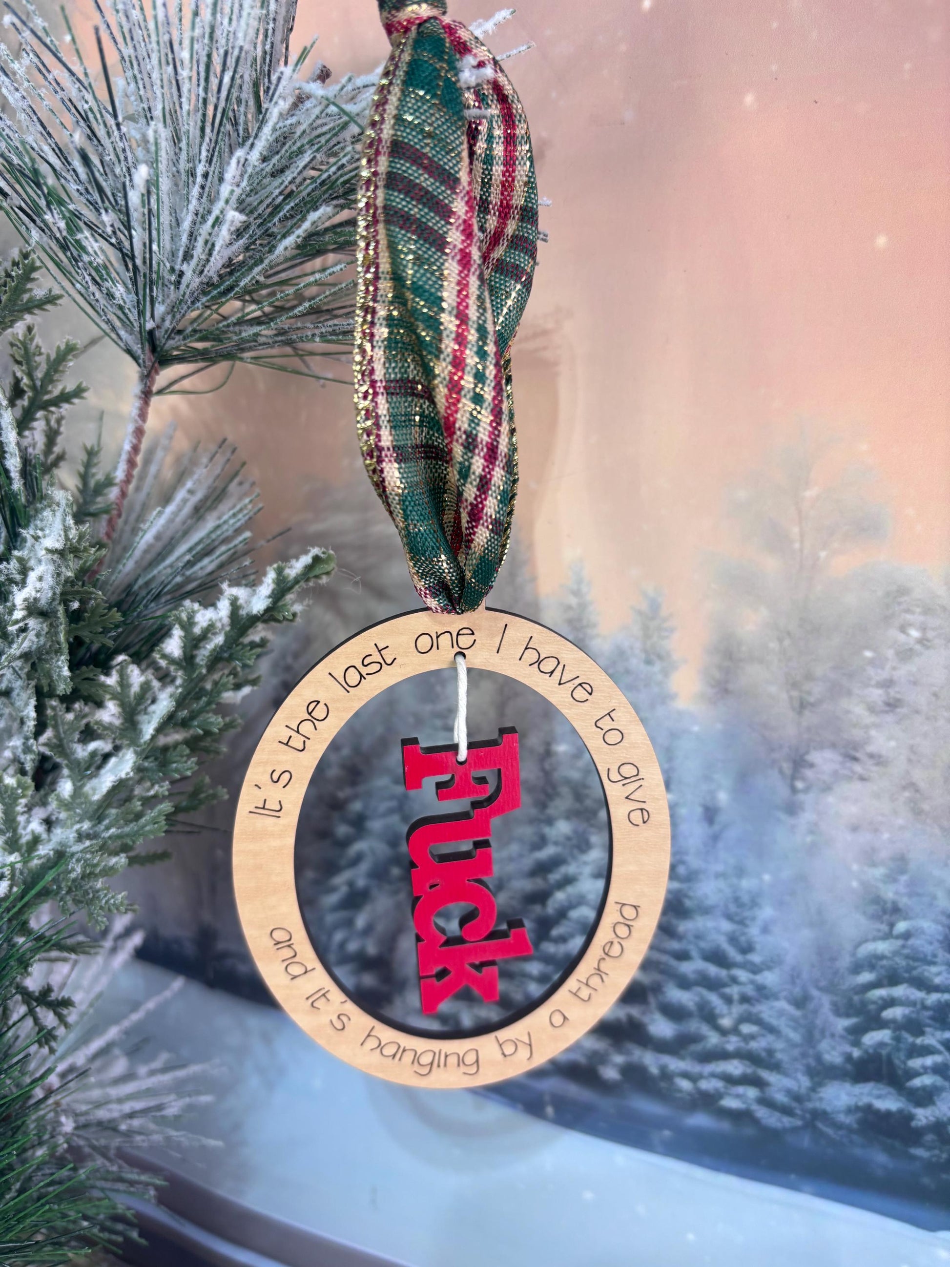My Last Fuk Christmas Ornament, My Very Last Fuk and It’s Hanging by a Thread Ornament, Gag Gift for coworker, Yankee Swap Gift