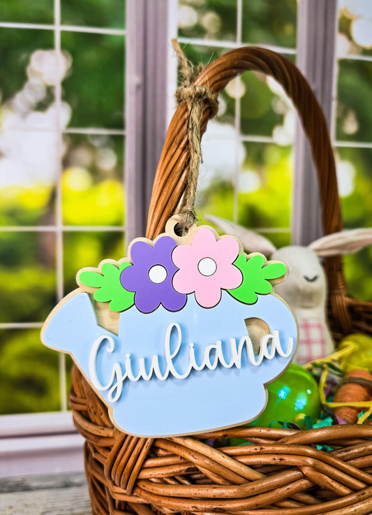 Easter Name Tag for Easter Basket, Name Tag for Basket, Easter Gift Tag, Watering Can Tag, Spring Tag, Easter Gift Basket Tag for Kids