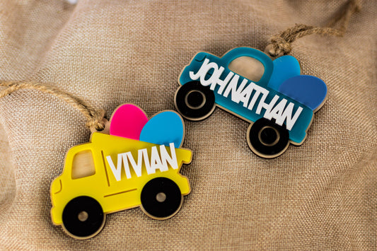 Easter Name Tag for Easter Basket, Truck Easter Tag, Boy Easter Tag, Dump truck Easter Tag, Easter Gift Basket Tag for Kids