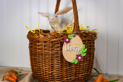 Easter Name Tag for Easter Basket, Name Tag for Basket, Easter Gift Tag, Floral Tag, Spring Tag, Easter Gift Basket Tag for Kids