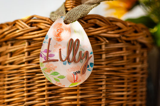 Easter Name Tag for Easter Basket, Name Tag for Basket, Easter Gift Tag, Floral Easter Tag, Girls Easter Tag, Basket Tag for Kids