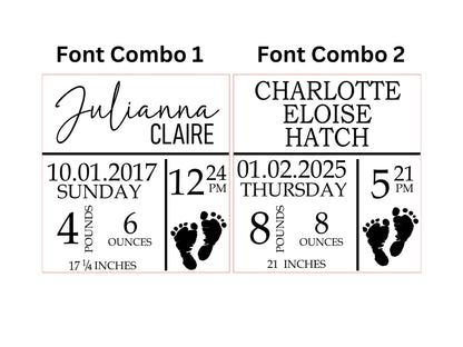 Birth Announcement Keepsake Shadowbox, Newborn Keepsake, Gift for New Mom, Birth Stat Frame, Birth Stat Custom Sign, Baby Shadowbox