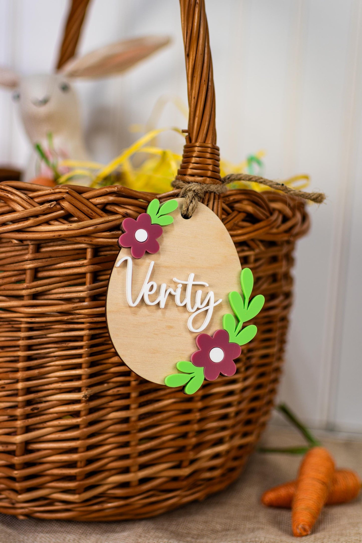 Easter Name Tag for Easter Basket, Name Tag for Basket, Easter Gift Tag, Floral Tag, Spring Tag, Easter Gift Basket Tag for Kids