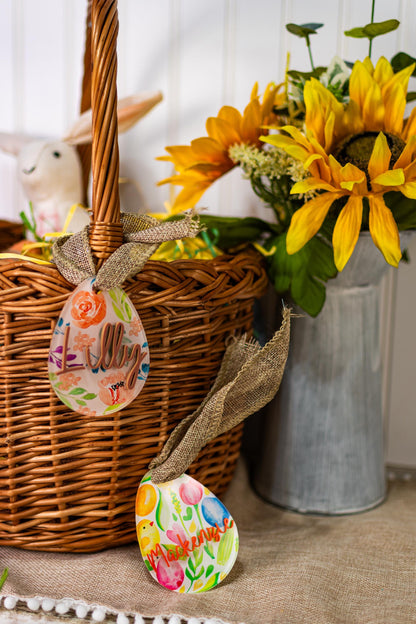 Easter Name Tag for Easter Basket, Name Tag for Basket, Easter Gift Tag, Floral Easter Tag, Girls Easter Tag, Basket Tag for Kids