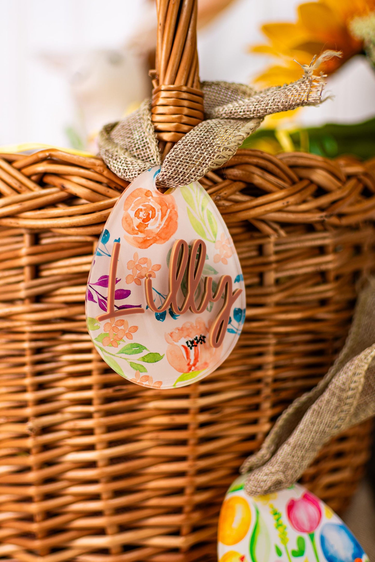 Easter Name Tag for Easter Basket, Name Tag for Basket, Easter Gift Tag, Floral Easter Tag, Girls Easter Tag, Basket Tag for Kids